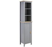 kleankin Armario Alto de Baño Mueble Columna Estrecho Moderno con 1 Puerta Estante Ajustable y 3 Compartimentos 39x30x168 cm Gris Aosom España