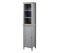 kleankin Armario Alto de Baño Mueble Columna Estrecho Moderno con 1 Puerta Estante Ajustable y 3 Compartimentos 39x30x168 cm Gris Aosom España
