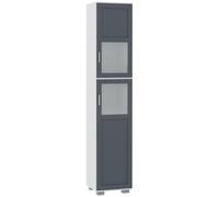 kleankin Armario Alto de Baño Mueble Columna de Baño con 2 Puertas de Vidrio Templado y Estantes Ajustables 37x35x190 cm Blanco Aosom España
