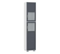 kleankin Armario Alto de Baño Mueble Columna de Baño con 2 Puertas de Vidrio Templado y Estantes Ajustables 37x35x190 cm Blanco y Gris