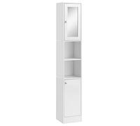 Kleankin armario alto para baño con espejo mueble columna de baño madera con 2 estantes abiertos 2 puertas y baldas interiores ajustables 30x28x180 cm blanco 28 cm