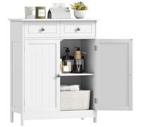 Kleankin armario auxiliar de baño mueble auxiliar de baño con 2 cajones 2 puertas y estante ajustable estilo moderno para ducha dormitorio 60x30x75 cm blanco 60 cm