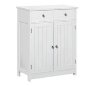 Kleankin armario auxiliar de baño mueble auxiliar de baño con 2 cajones 2 puertas y estante ajustable estilo moderno para ducha dormitorio 60x30x75 cm blanco
