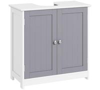 Kleankin Mueble de baño bajo lavabo - mueble de lavabo - armario de 2 puertas con estante - medidas 60x30x60 cm - en madera Gris Blanco Aosom España