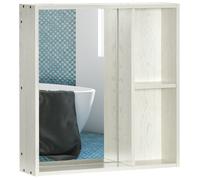 Kleankin Armario Baño Espejo 63x15x65 cm con Estantes Mueble para Baño de Pared Estilo Moderno Blanco Aosom España