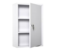 Kleankin armario botiquín de pared botiquín de emergencia de metal con 3 estantes de almacenaje y cerradura con 2 llaves para baño cocina 40x18x60 cm blanco 40 cm