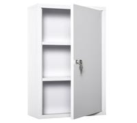 kleankin Armario Botiquín de Pared Metal 3 Estantes 40x18x60 cm Blanco | Botiquín de Emergencia, Cerradura con 2 Llaves, para Baño Cocina