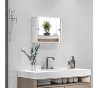 kleankin Armario con Espejo de Baño 55x15x45 cm Blanco Brillante