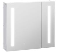 kleankin Armario con Espejo de Baño con Luz LED Mueble de Baño Colgante con Interruptor Táctil 70x15x65cm Blanco