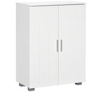 kleankin Armario de Baño con 2 Puertas y 2 Estantes Ajustables de 7 Niveles Mueble Auxiliar de Almacenaje para Salón Cocina Antivuelco 60x30x80 cm Blanco