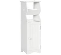 kleankin Armario de baño Ahorra Espacio 19x15x56 cm Blanco | MDF, portarrollos de papel higiénico