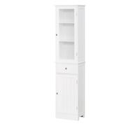 Kleankin armario de baño alto, armario de almacenaje delgado, con estantes ajustables, cajón, para espacios pequeños, moderno, 40x27x171,5 cm, blanco