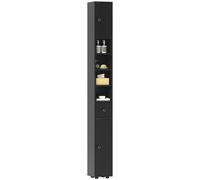 kleankin Armario de Baño Alto, Columna de Baño Estrecha con 1 Cajón, 4 Estantes Abiertos y Estantes Ajustables, 2 Puertas, Estilo Moderno, para Espacios Pequeños, 20x20x180 cm, Negro Black 20x20x180 c