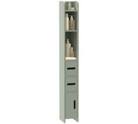 kleankin Armario de baño Alto Moderno, Mueble Auxiliar de pie con estantes Abiertos y 3 armarios con Puertas, Verde Claro