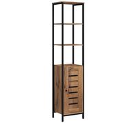 kleankin Armario de Baño Alto Puerta de Lamas 37x30x167 cm Marrón Rústico