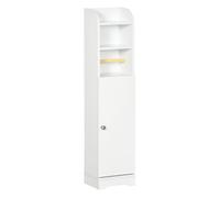 Kleankin armario de baño columna auxiliar de baño armario multiusos con estante ajustable y portarrollos de papel para dormitorio 23x18x100 cm blanco 18 cm
