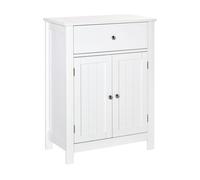 kleankin Armario de Baño con 1 Cajón 2 Puertas y Estante Interior Ajustable Mueble Auxiliar de Almacenaje para Salón 60x30x80cm Blanco Aosom España