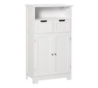 kleankin Armario de Baño con 2 Puertas Estante Ajustable 2 Cajones y Compartimento Abierto Mueble Auxiliar de Almacenaje Blanco Aosom España