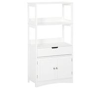 kleankin Armario de Baño con 3 Estantes Cajón y 2 Puertas Mueble de Suelo Moderno para Salón Cocina Dormitorio 60x33x122,5 cm Blanco Aosom España
