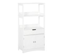 kleankin Armario de Baño con 3 Estantes Cajón y 2 Puertas Mueble de Suelo Moderno para Salón Cocina Dormitorio 60x33x122,5 cm Blanco Aosom España