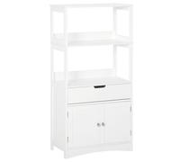 kleankin Armario de Baño con 3 Estantes Cajón y 2 Puertas Mueble de Suelo Moderno para Salón Cocina Dormitorio 60x33x122,5 cm Blanco Aosom España