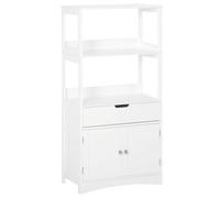 kleankin Armario de Baño con 3 Estantes Cajón y 2 Puertas Mueble de Suelo Moderno para Salón Cocina Dormitorio 60x33x122,5 cm Blanco Aosom España