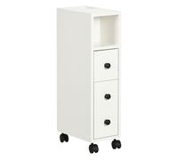 kleankin Armario Baño Mueble Auxiliar para Baño Espacio Reducido con Ruedas Estantes Abiertos Armario Cajón 18x30x68,5 cm Blanco Aosom España