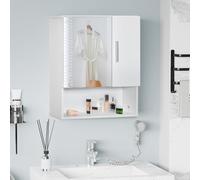 kleankin Armario de Baño con Espejo 2 Puertas 54x15,2x55,3 cm Blanco | Mueble Colgante de Aseo, 2 Estantes Ajustables Interiores