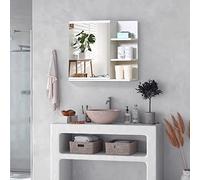kleankin Armario de Baño con Espejo 3 Estantes Moderno 60x18x50 cm Blanco