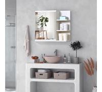 kleankin Armario de Baño con Espejo Armario con Espejo para Baño con 3 Estantes Abiertos y 1 Estante Interior Estilo Moderno 60x18x50 cm Blanco