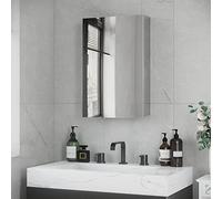 Kleankin armario de baño con espejo armario de pared mueble colgante para baño con puerta y 3 estantes de almacenamiento para ducha aseo 39x12x60 cm plata