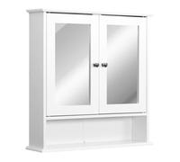 kleankin Mueble de Baño con Espejo de Pared con 2 Puertas Armario de 3 Niveles para Almacenamiento Tablero de MDF Blanco 56x13x58cm Aosom España