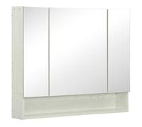 Kleankin armario de baño con espejo armario de pared con 3 puertas estante ajustable y compartimento mueble de baño colgante para salón 90x15x75 cm blanco 75 cm