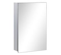 Kleankin armario de baño con espejo armario de pared mueble colgante para baño con puerta y 3 estantes de almacenamiento para ducha aseo 39x12x60 cm plata