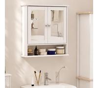 kleankin Mueble de Baño con Espejo de Pared con 2 Puertas Armario de 3 Niveles para Almacenamiento Tablero de MDF Blanco 56x13x58cm Aosom España