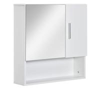 kleankin Armario de Baño con Espejo Mueble Colgante de Aseo con 2 Puertas y 2 Estantes Ajustables Interiores 54x15,2x55,3 cm Blanco