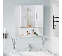kleankin Armario de Baño con Espejo Mueble Colgante de Aseo con 2 Puertas y 2 Estantes Ajustables Interiores 54x15,2x55,3 cm Blanco