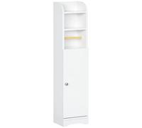 Kleankin armario de baño columna auxiliar de baño armario multiusos con estante ajustable y portarrollos de papel para dormitorio 23x18x100 cm blanco 18 cm
