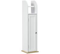 kleankin Armario de Baño con Soporte para el Papel Higiénico y Armario de 3 Compartimentos 20x20x80 cm Blanco Aosom España