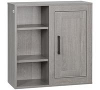 kleankin Armario de Baño de Pared con 3 Estantes Abiertos y 1 Puerta Mueble Auxiliar Moderno para Almacenaje 48x20x50 cm Gris Aosom España