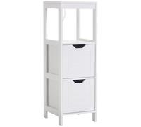 kleankin Armario de Baño Gabinete Multifuncional con Estante Abierto 2 Cajones de Almacenaje Diseño Antivuelco 30x30x89 cm Blanco Aosom España