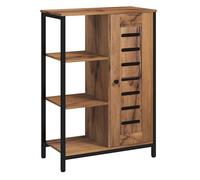 Kleankin armario de baño estrecho, columna de baño con puerta de lamas y 3 compartimentos abiertos, estante ajustable, para salón, dormitorio, entrada, 60x30x85 cm, marrón rústico 85 cm