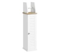 kleankin Armario de Baño Moderno Columna Auxiliar de Baño Mueble de Suelo de Baño con Estantes Ajustables y Portarrollos de Papel 18x20x80 cm Blanco