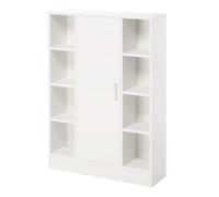 kleankin Armario de Suelo para Baño de Madera con 8 Compartimentos Abiertos y 1 Puerta con Estantes Ajustables 71x22x100cm Blanco Aosom España
