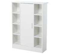 kleankin Armario de Suelo para Baño de Madera con 8 Compartimentos Abiertos y 1 Puerta con Estantes Ajustables 71x22x100cm Blanco Aosom España