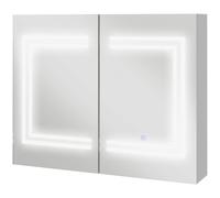 kleankin Armario Espejo Baño con Estantes Ajustables Interruptor Táctil y Color de Luz Ajustable 80x15x65 cm Blanco Brillante Aosom España