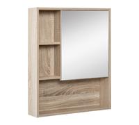 kleankin Armario Espejo Baño Montado en Pared con Estante Ajustable en Altura 60x15x76 cm Grano de Roble Aosom España