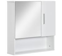 kleankin Armario de Baño con Espejo Mueble Colgante de Aseo con 2 Puertas y 2 Estantes Ajustables Interiores 54x15,2x55,3 cm Blanco