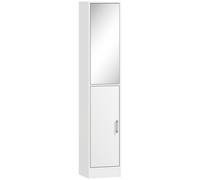 kleankin Armario para Baño Alto Mueble Columna de Baño con Espejo 2 Puertas y Estantes Interiores para Cocina Salón 32x28x162 cm Blanco Aosom España