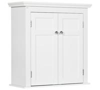 kleankin Armario para Baño de Pared Cierre Magnético 58x24x60 cm Blanco | Mueble de Baño Colgar, Estantes Ajustables, Puertas con Cierre Magnético, Armario de Pared para Cocina Comedor